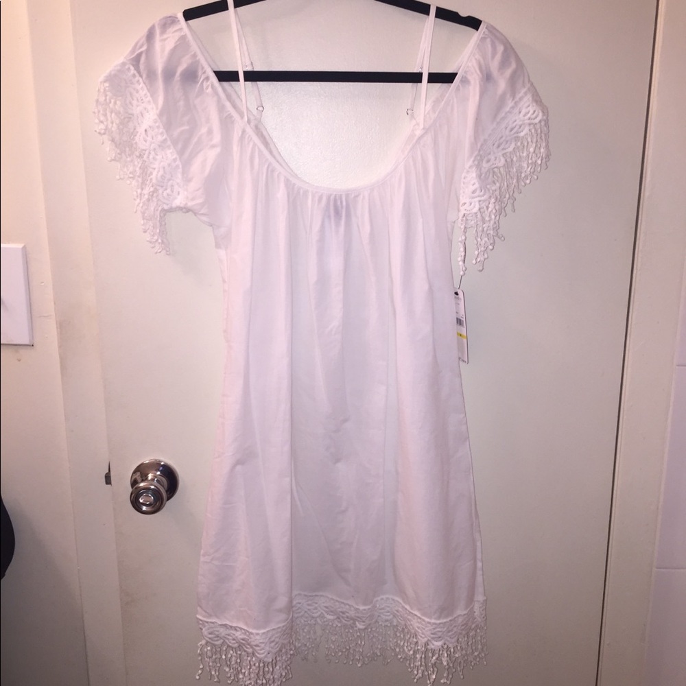 NWT! Laundry by Shelli Segal White Fringe Cover Up - Picture 2 of 6